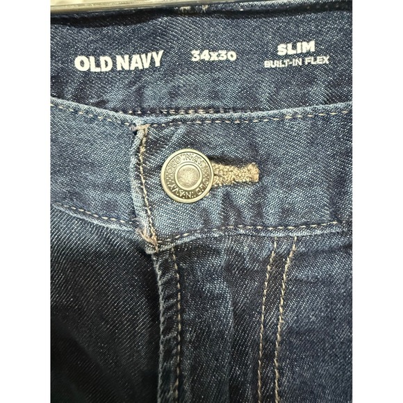 Old Navy Dark Blue Slim Built In Flex Men's Straight Leg Jeans Denim Size 34X30 - Picture 5 of 5